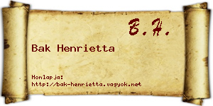 Bak Henrietta névjegykártya